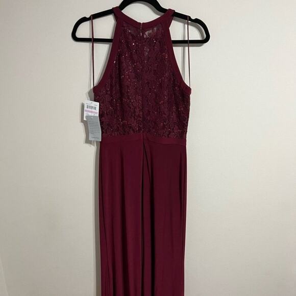 Morgan & Co Merlot Illusion Floor Length Gown size 5/6 - Picture 6 of 8